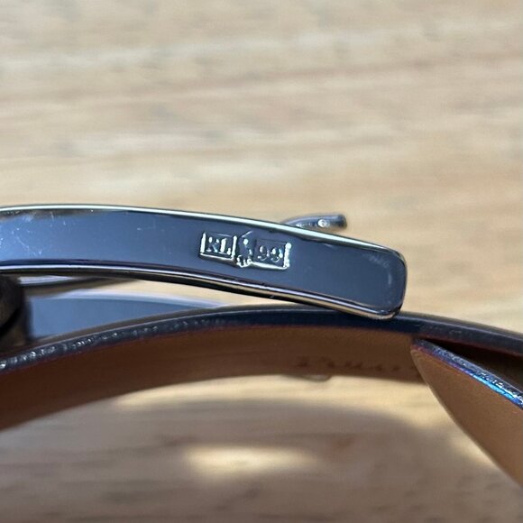 Mens Polo Ralph Lauren Dark Brown Brass Buckle 2110823-978 Leather Belt 36-90 * - Picture 8 of 11